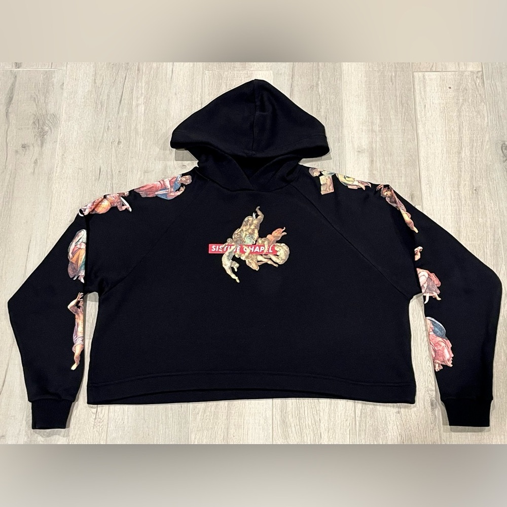 Zara Cropped Oversize Sweatshirt Hoodie Size S